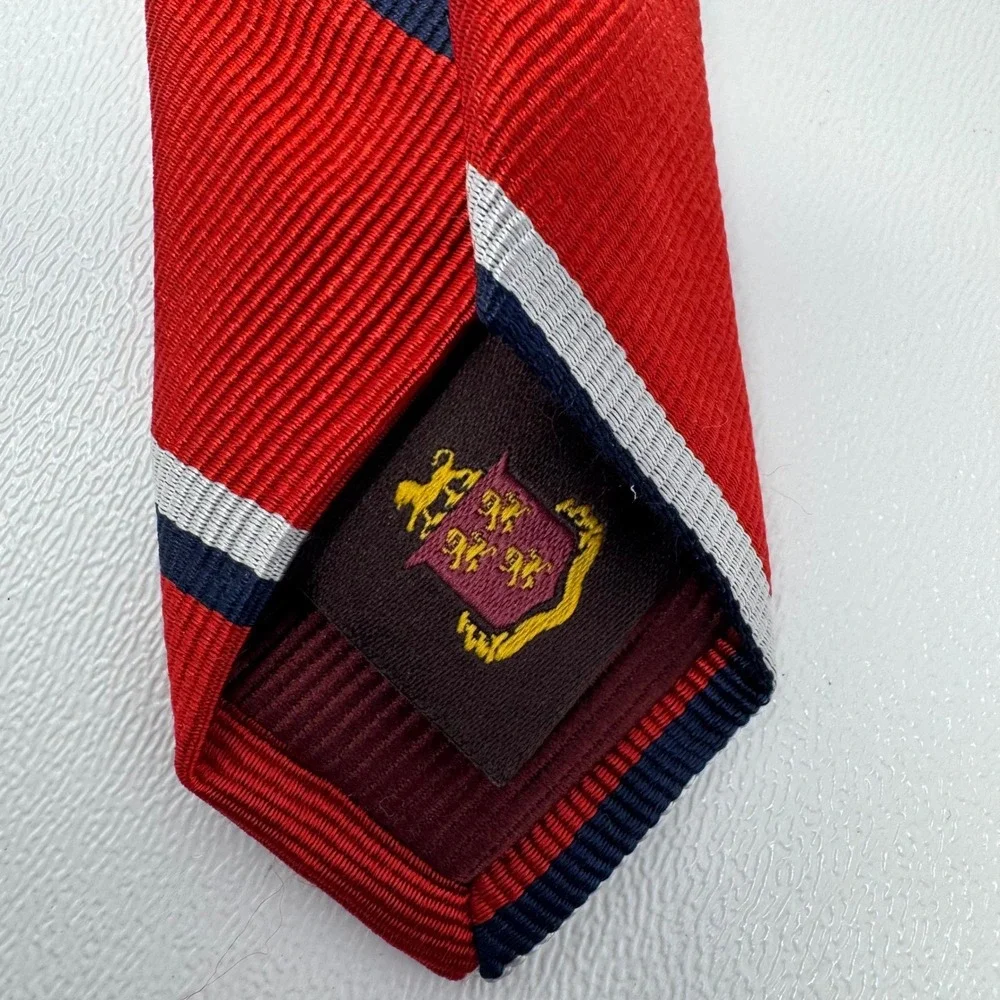 Robert‎ Talbott Mens Silk Repp Tie Red Blue White Striped Monterey California